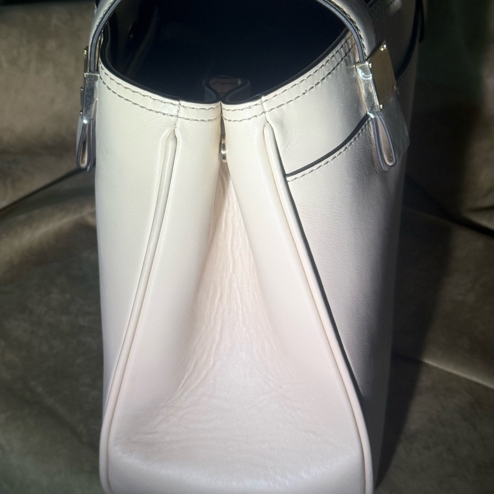 Cole Haan Cream/Beige Leather Top-Handle Tote with Strap - Picture 3 of 9